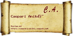 Caspari Anikó névjegykártya